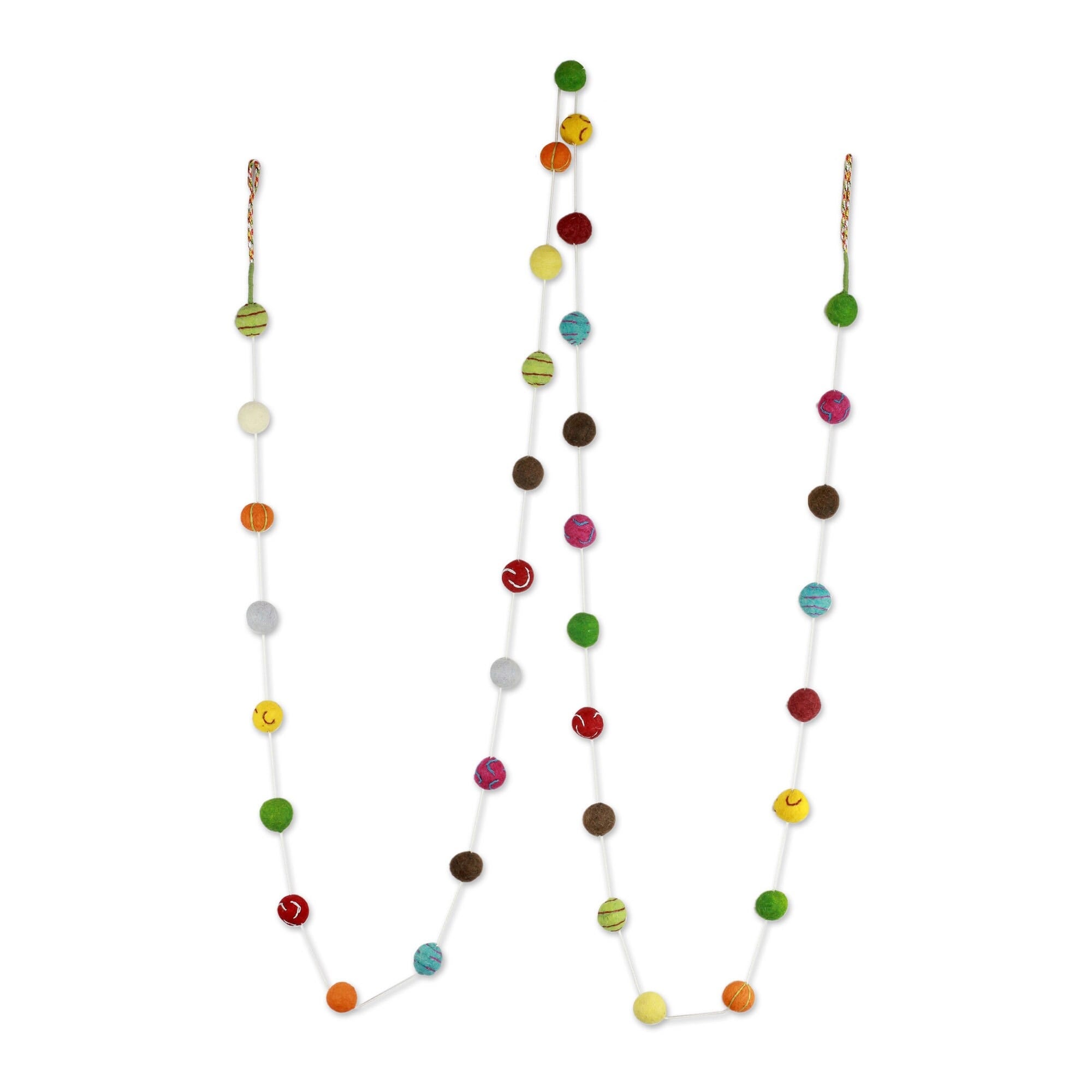 Handcrafted Wool Gumdrop Pompoms Christmas Tree Garland India