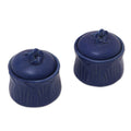 Blue Frangipani Ceramic Condiment Jars Pair N A