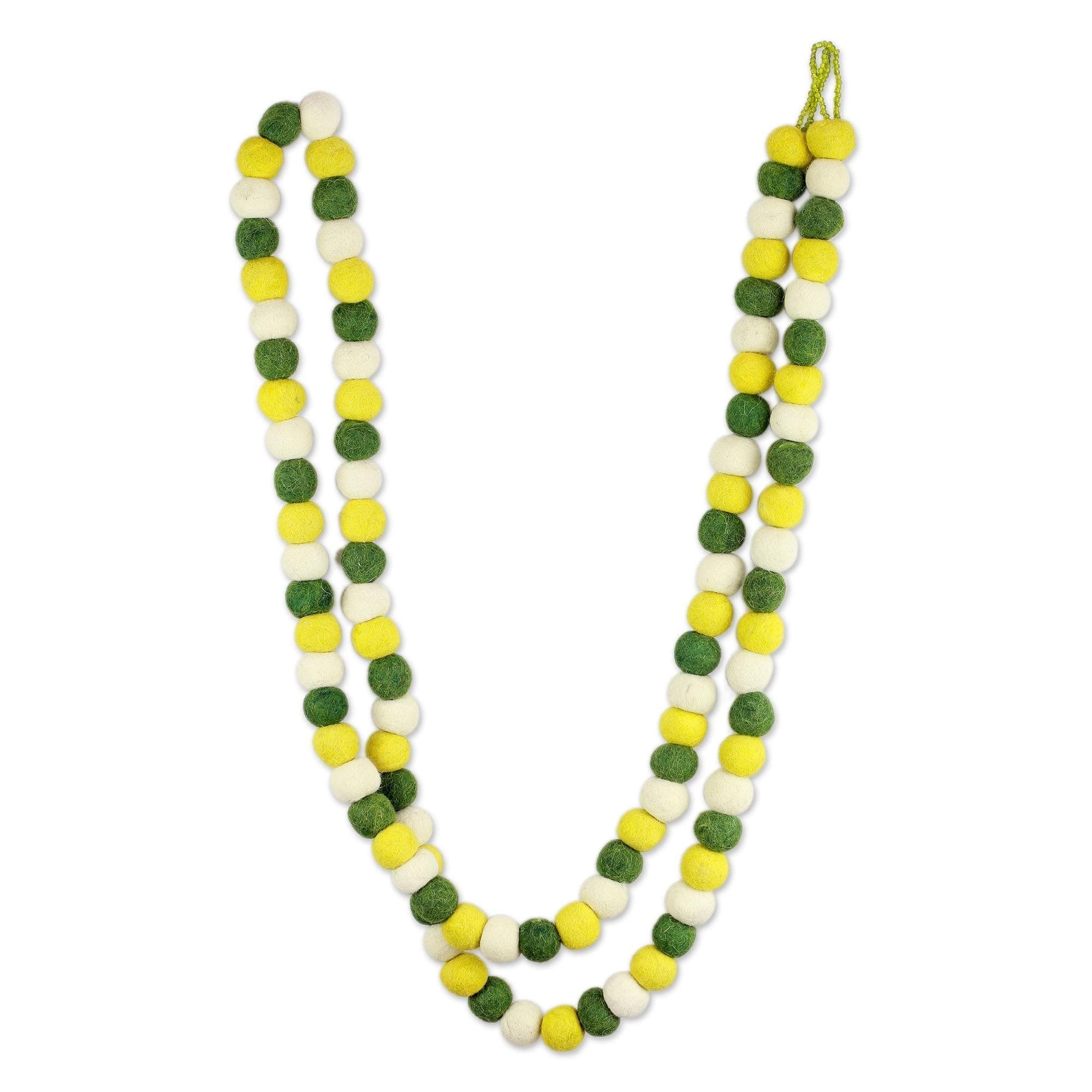 Handmade Wool Lemon Lime Pompoms Christmas Tree Garland India