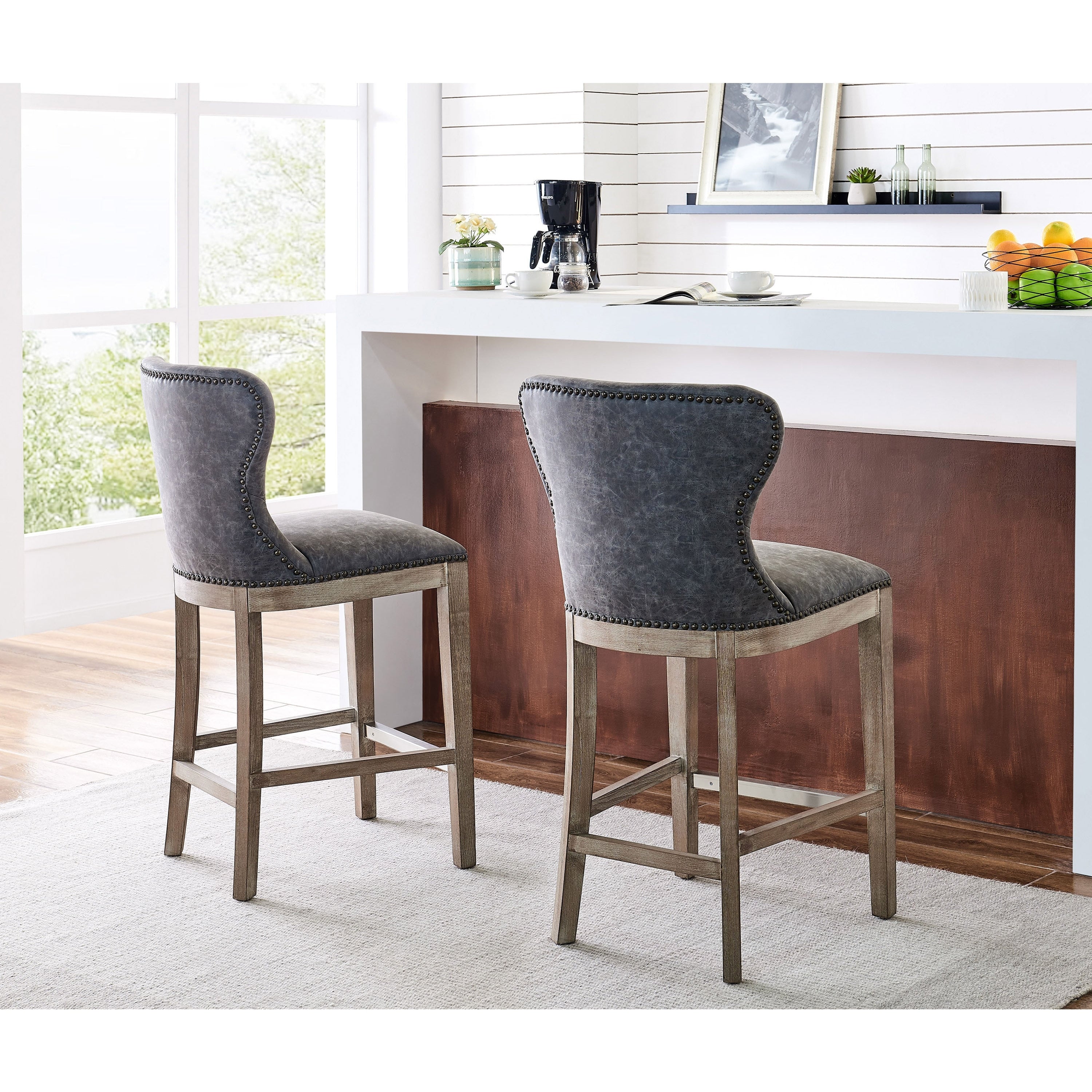 Dorsey Brown And Grey Nubuck Counter Stool