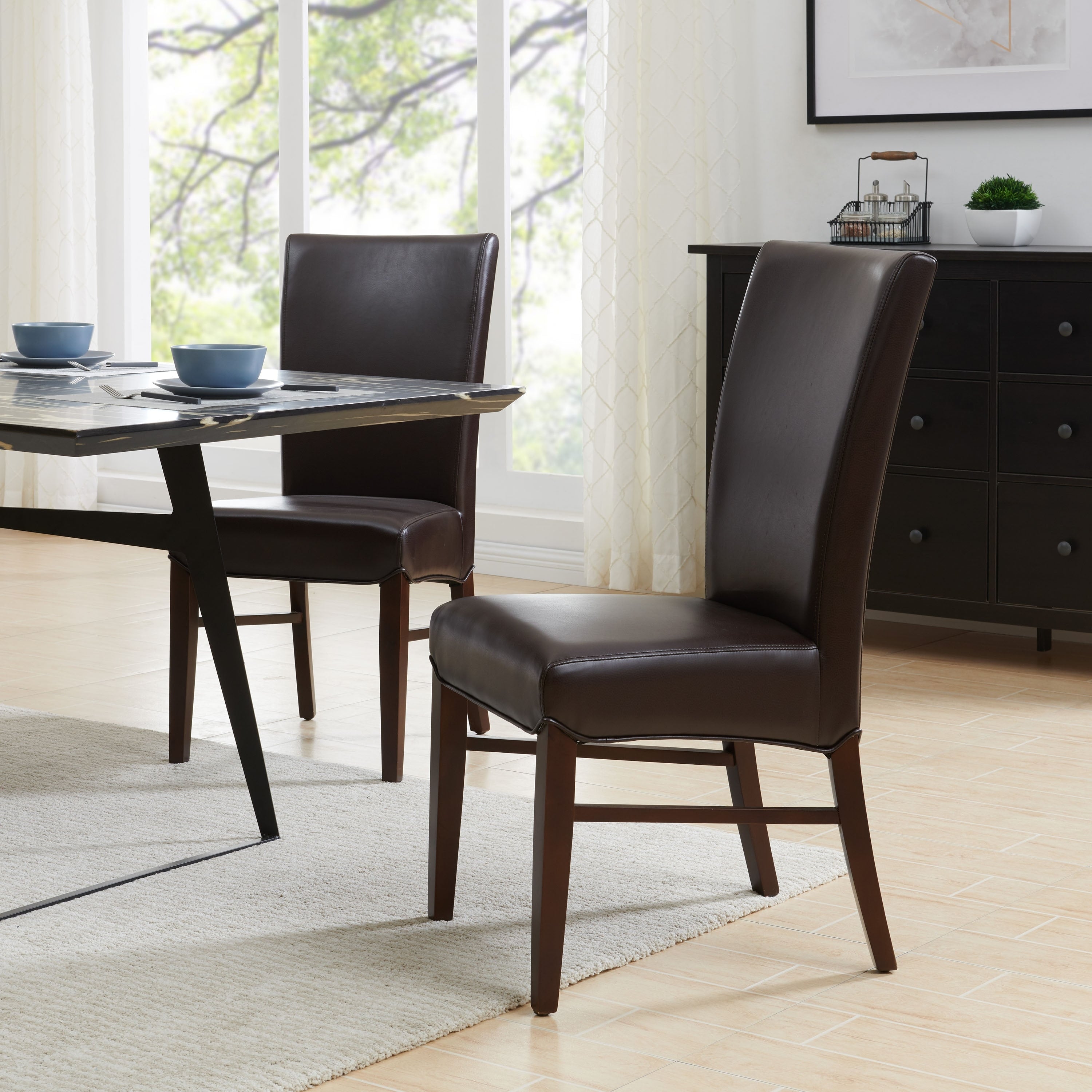 Milton Bonded Leather Dining Chair Set Of 2