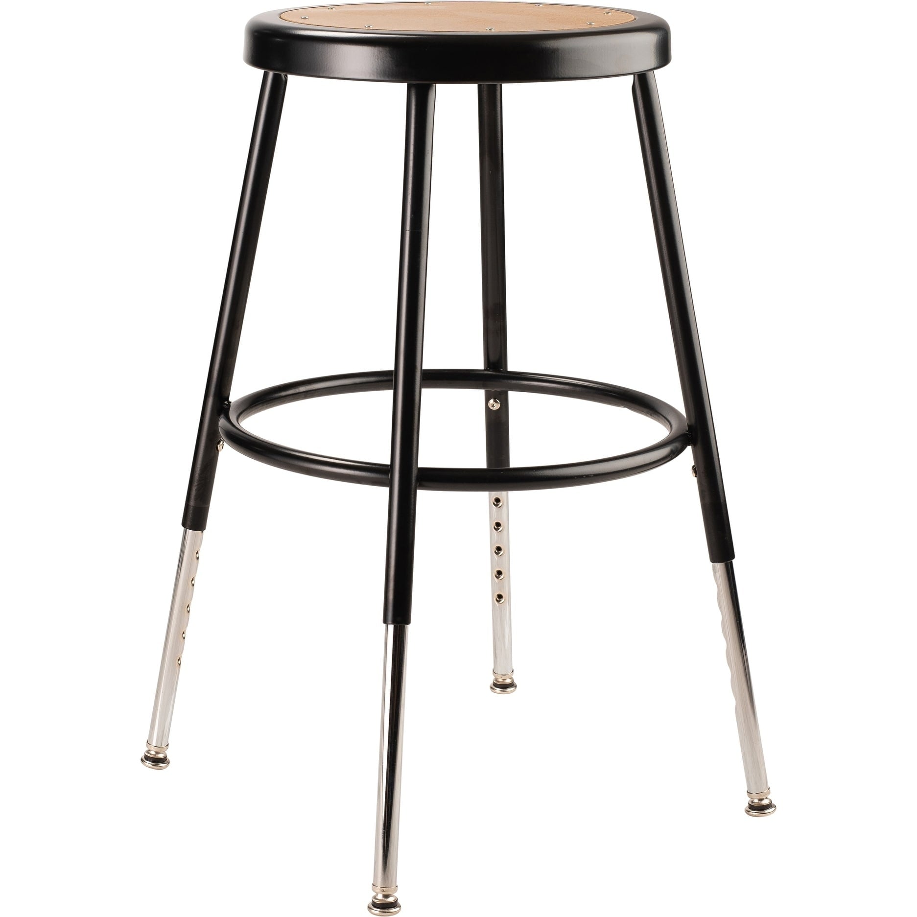 National Public Seating Black Adjustable Height Round Seat Stool