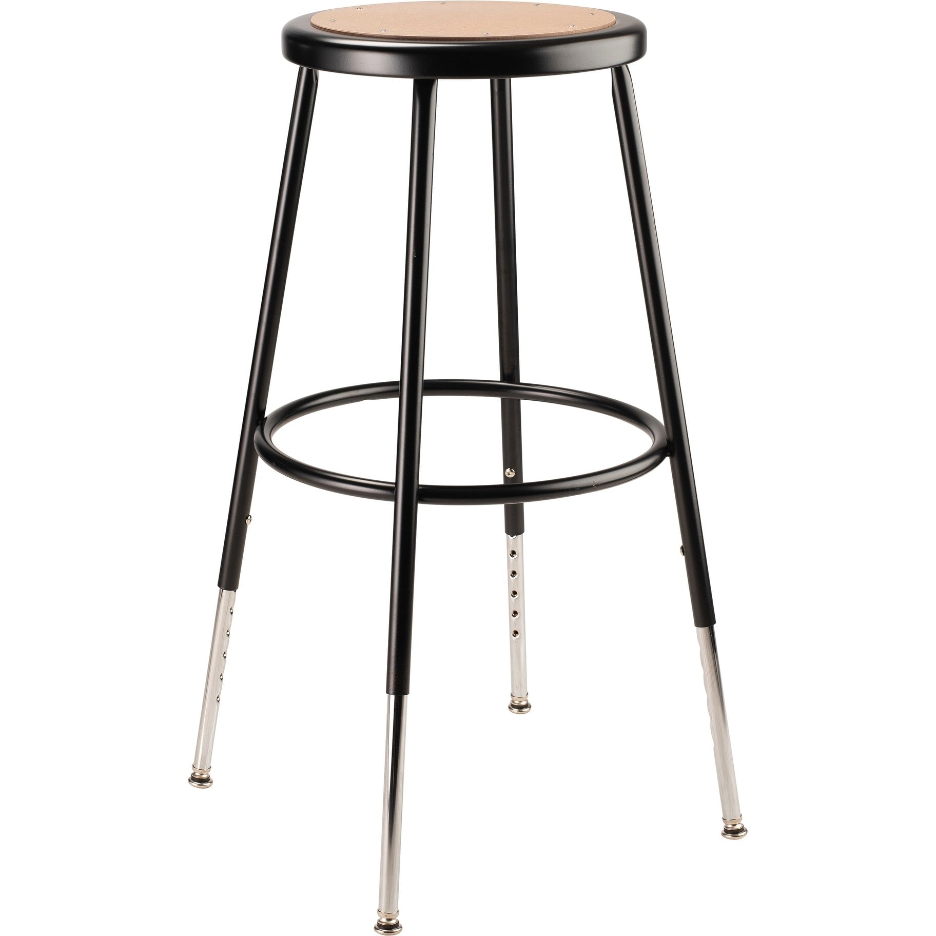 National Public Seating Adjustable Height Black Round Seat Stool