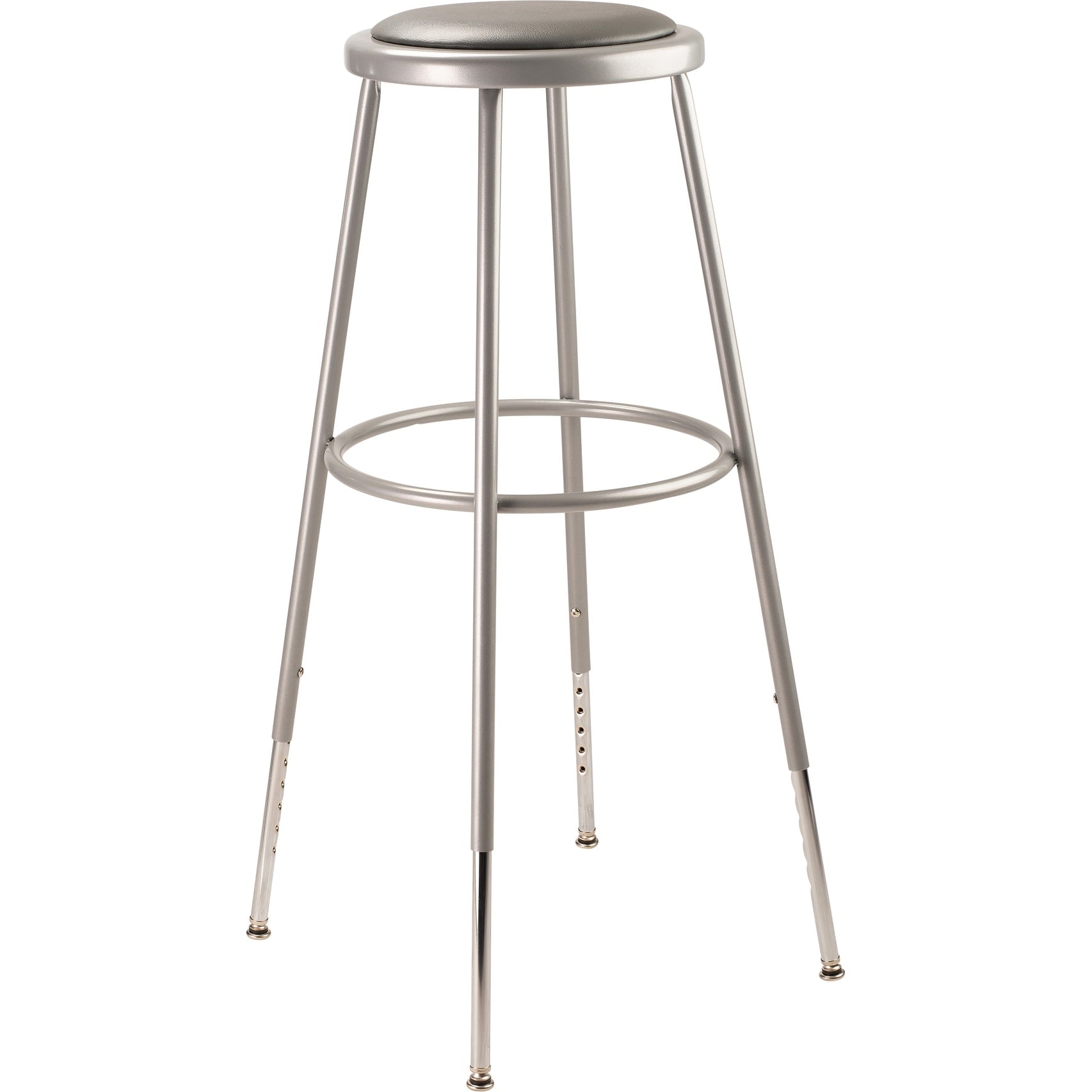 Grey Vinyl Padded Adjustable Height Stool