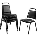Nps 9100 Series Vinyl Upholstered Stack Chair Midnight Blue Seat Black Sandtex Frame Pack Of 4