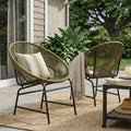 Nusa Pe Rattan And Iron Frame Outdoor Patio Wicker Chair Set Of 2