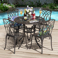 Nuu Garden 5 Piece Cast Aluminum Patio Dining Set For Yard Porch Balcony