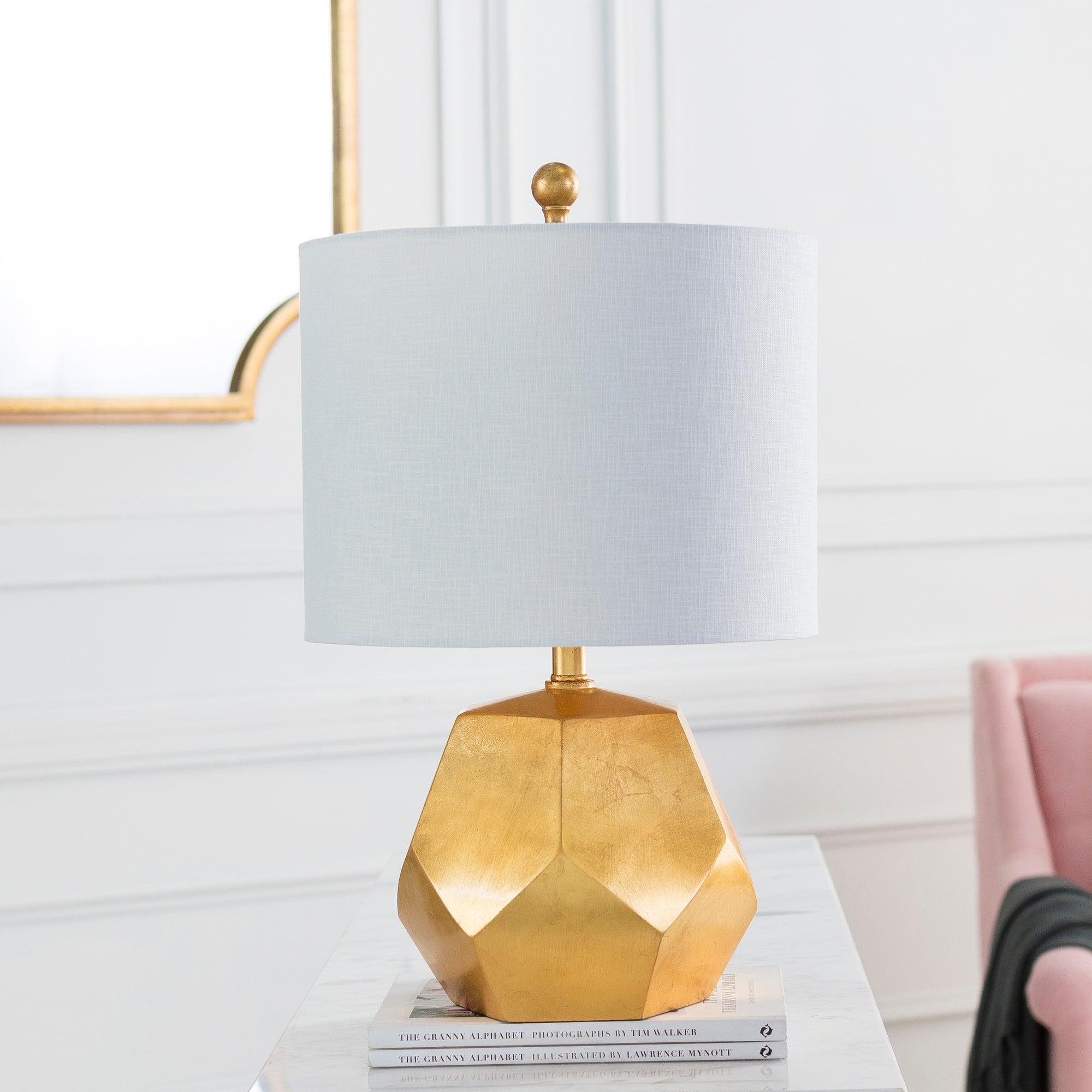 Naahs Table Lamp With Gold Base And Off White Shade