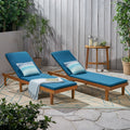 Nadine Oudoor Modern Acacia Wood Chaise Lounge With Cushion Set Of 2 By Christopher Knight Home