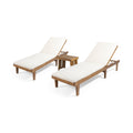 Nadine Outdoor Acacia Wood 3 Piece Chaise Lounge Set With Water Resistant Cushions By Christopher Knight Home