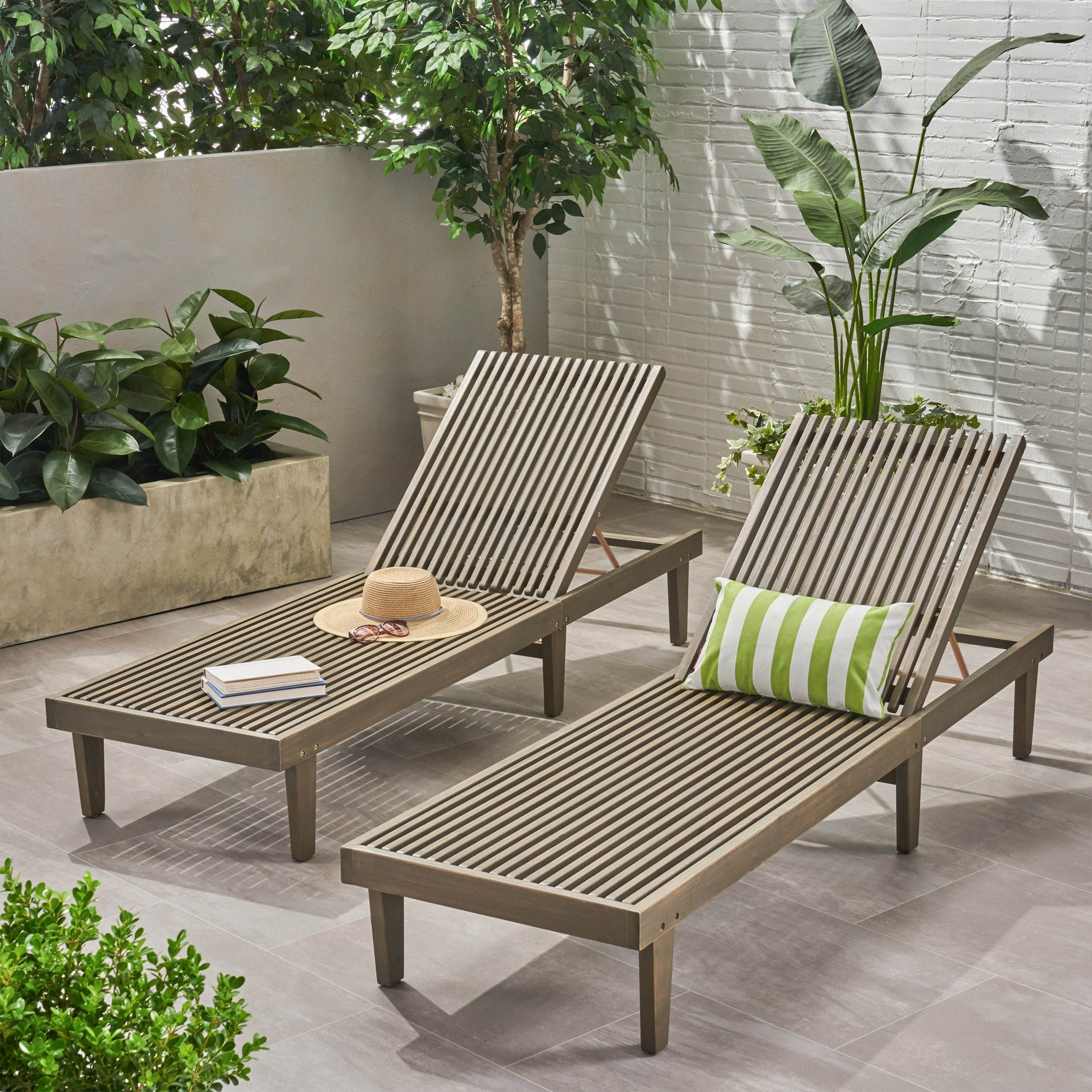 Christopher Knight Home Nadine Outdoor Wooden Chaise Lounge Set Of 2