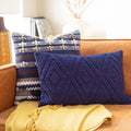 Nadra Hand Woven Blue 14 X 22 Inch Down Or Poly Filled Lumbar Pillow