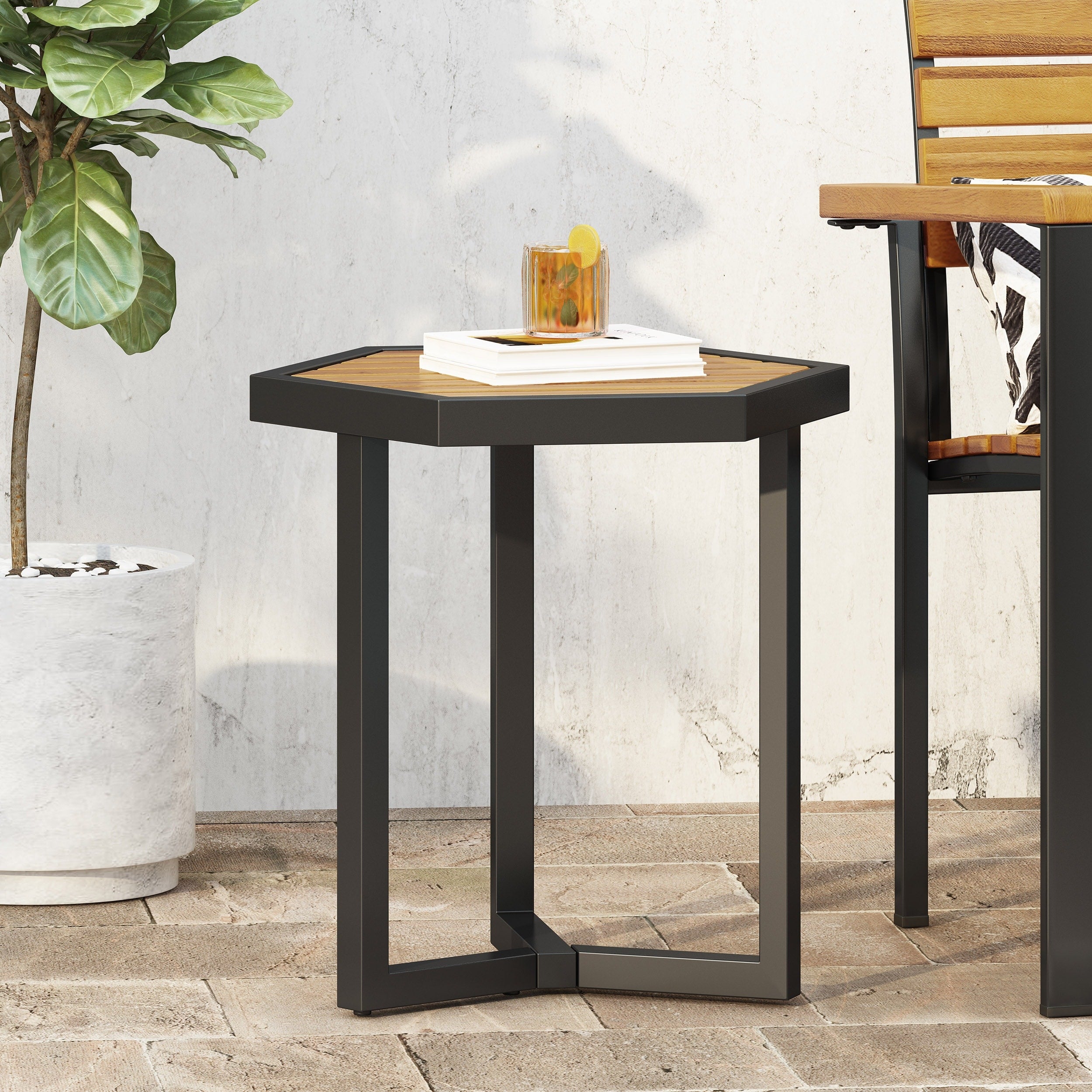 Nahanni Outdoor Acacia Wood Side Table By Christopher Knight Home