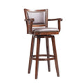 Nailhead Trim Faux Leather Upholstered Barstool With Wooden Arms Dark Brown