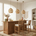 Nala1 Light Rattan Dome Pendant Coastal Boho Handwoven 12 Wide