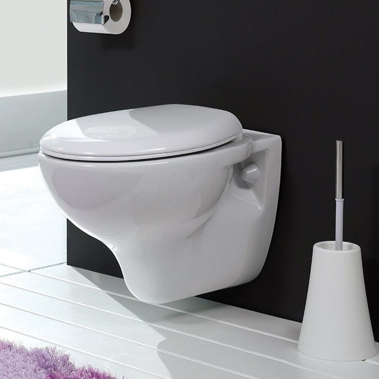 Nameeks 18400 Cerastyle 1.2 Gpf Wall Mounted One Piece Round Toilet Bowl Only With Seat White