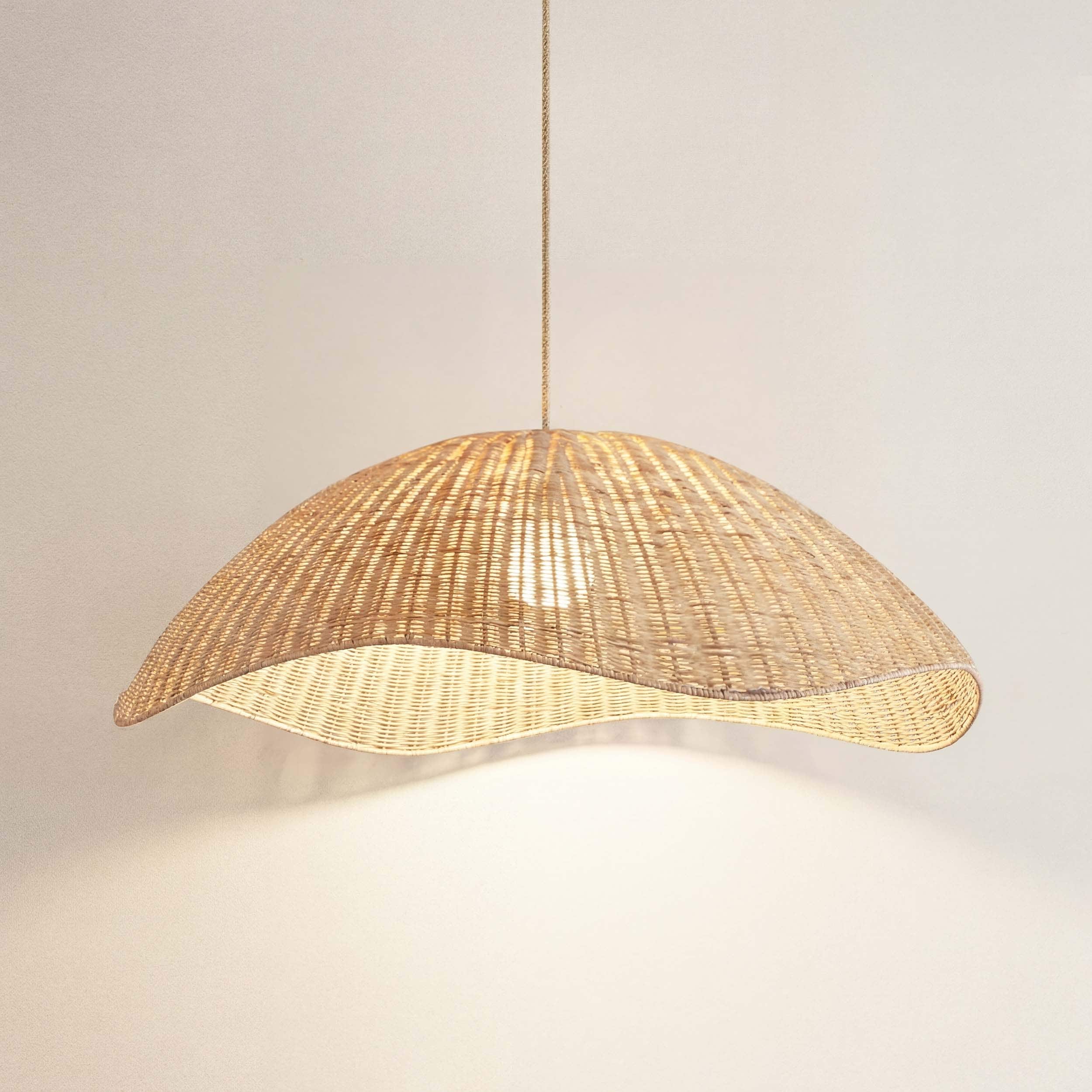 Nana Rattan Pendant Light 24 Natural Brown Dome 1 Light Handwoven Light Fixture For Bedroom Dining Room Kitchen Island