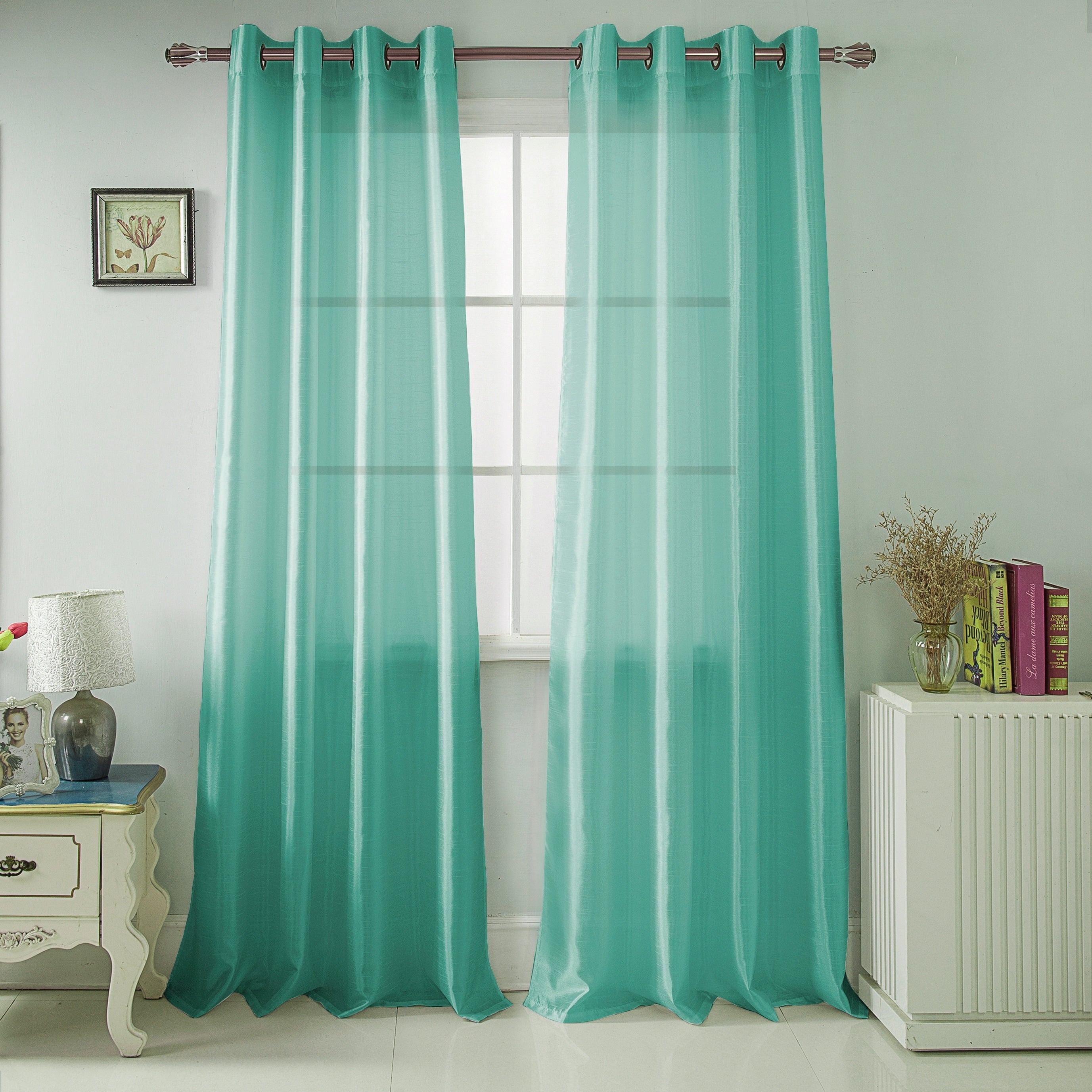 Rt Designers Collection Nancy Faux Silk 84 Inch Grommet Curtain Panel 54 X 84