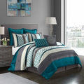 Nanshing Avalon Grey And Blue 8 Piece Polyester Comforter Set
