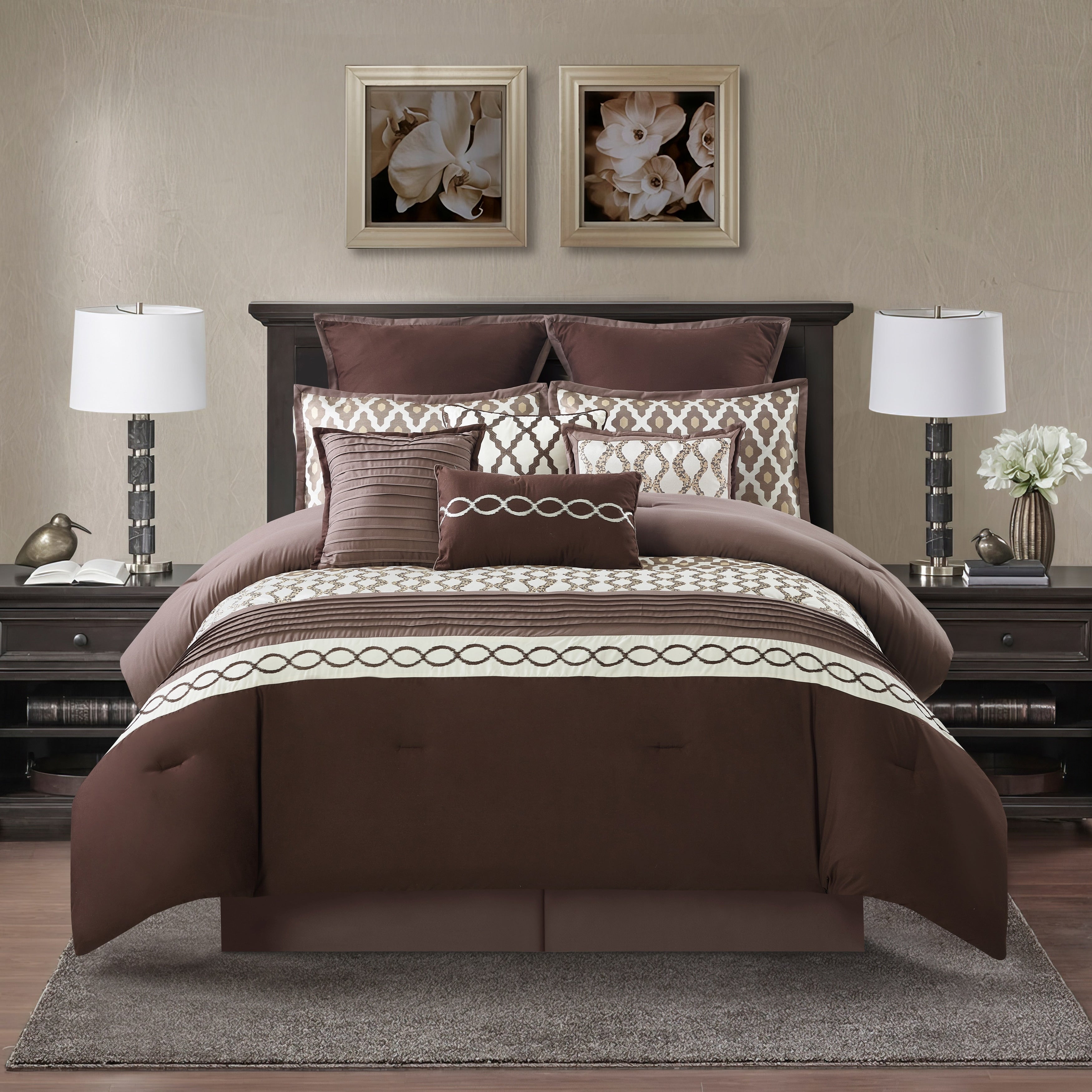 Nanshing Caval Grey And Brown 10 Piece Polyester Comforter Set