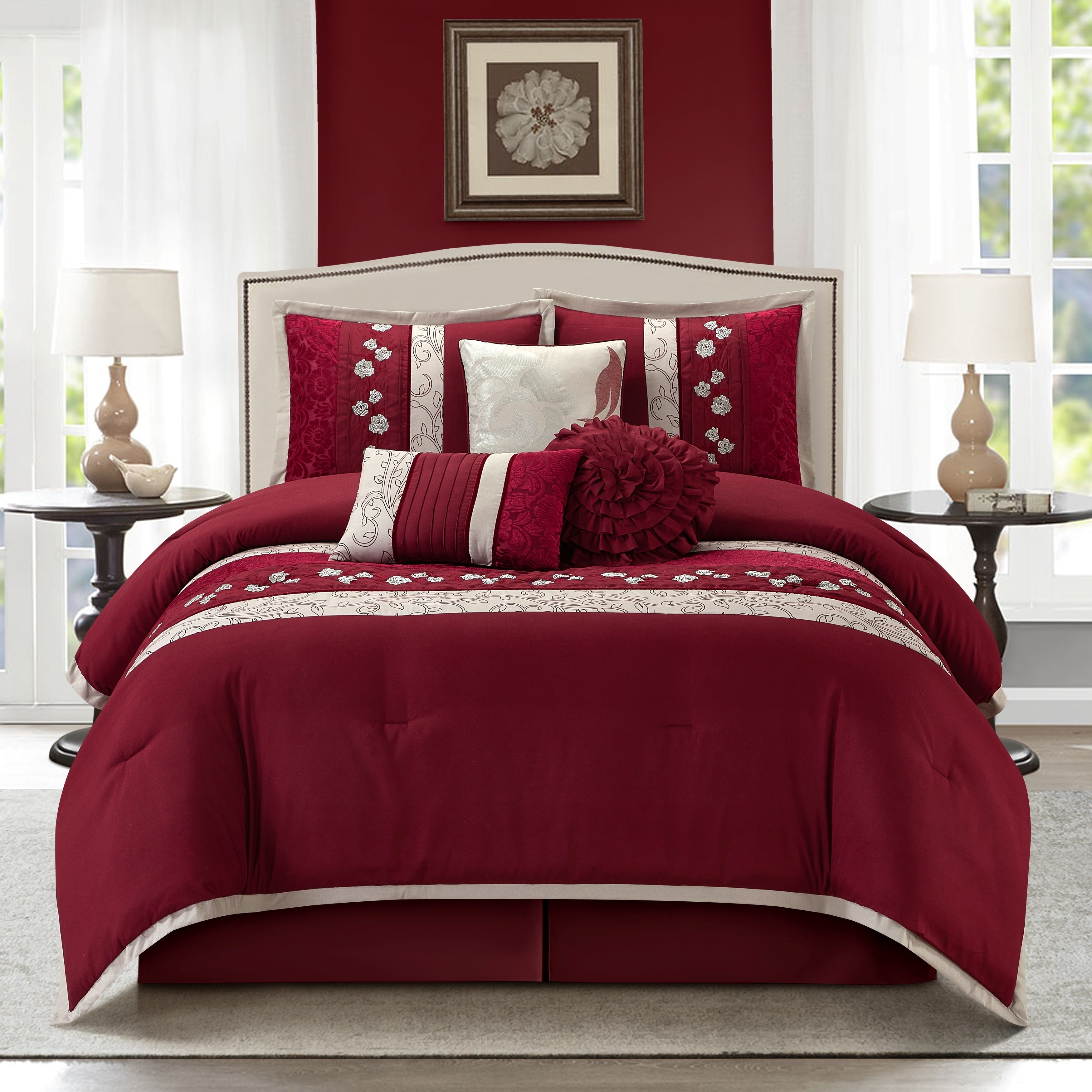 Nanshing Riley Wine 7 Piece Bedding Comforter Set