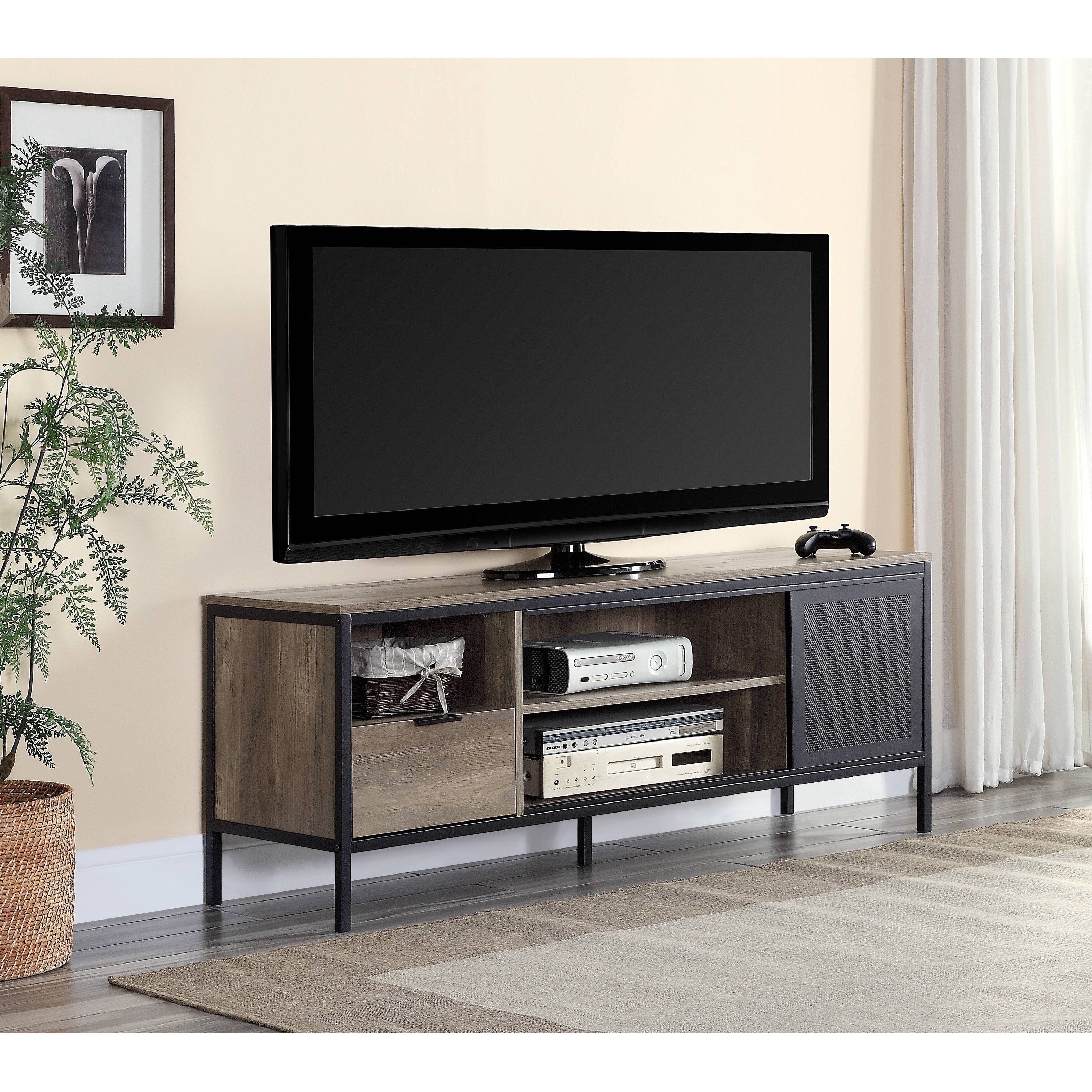 Nantan Rustic Oak Black Finish Tv Stand
