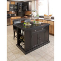 Copper Grove Knautia Distressed Black Wood And Granite Inlay Kitchen Island