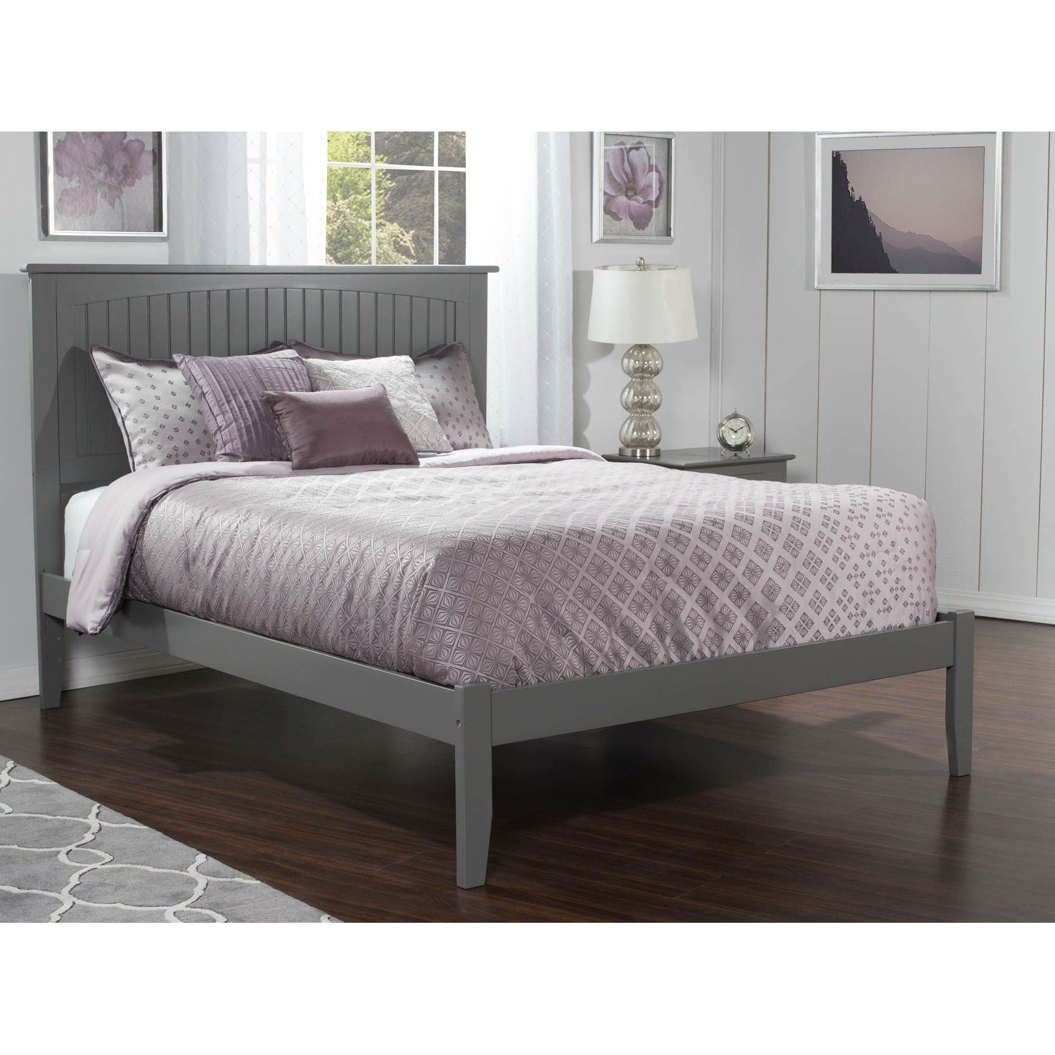 Nantucket King Platform Bed With Open Foot Board In Atlantic Grey