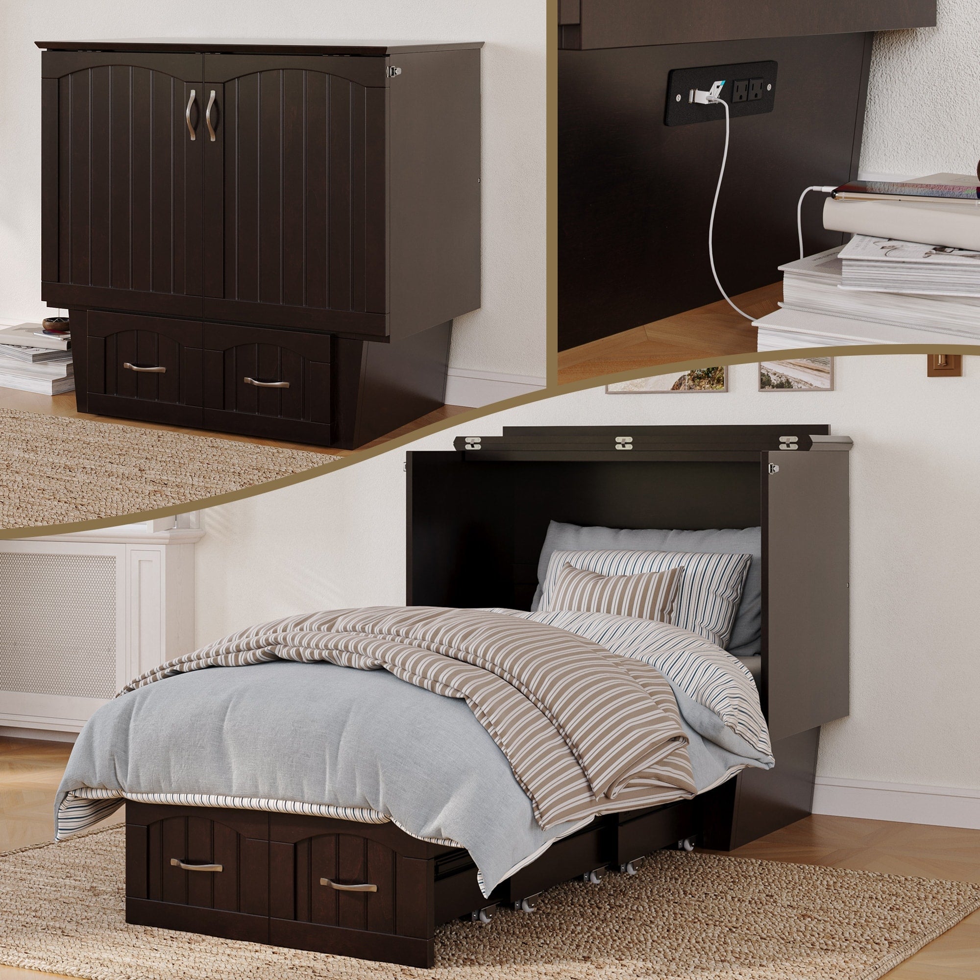Atlantic Nantucket White Queen Size Murphy Bed Chest