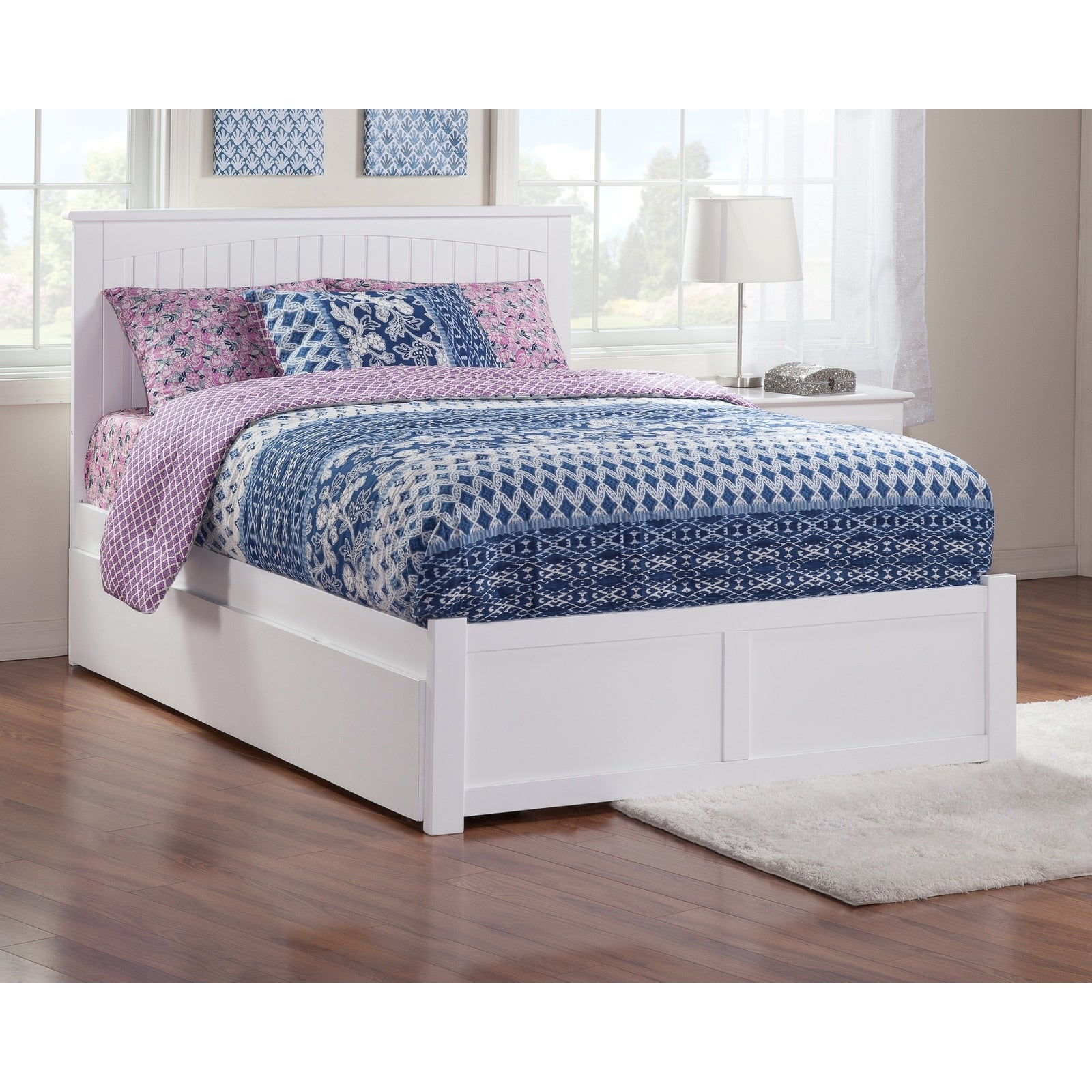 Atlantic Nantucket White Full Size Flat Panel Footboard Bed With Urban Trundle