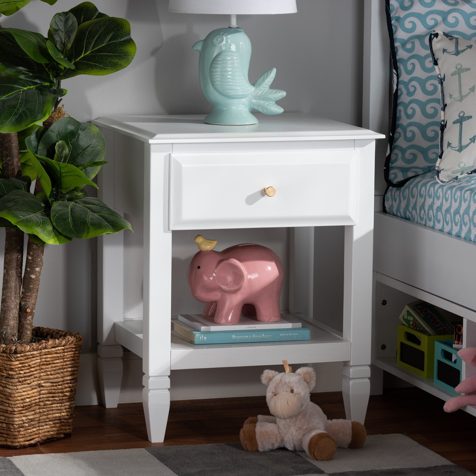 Naomi Classic And Transitional 1 Drawer Bedroom Nightstand