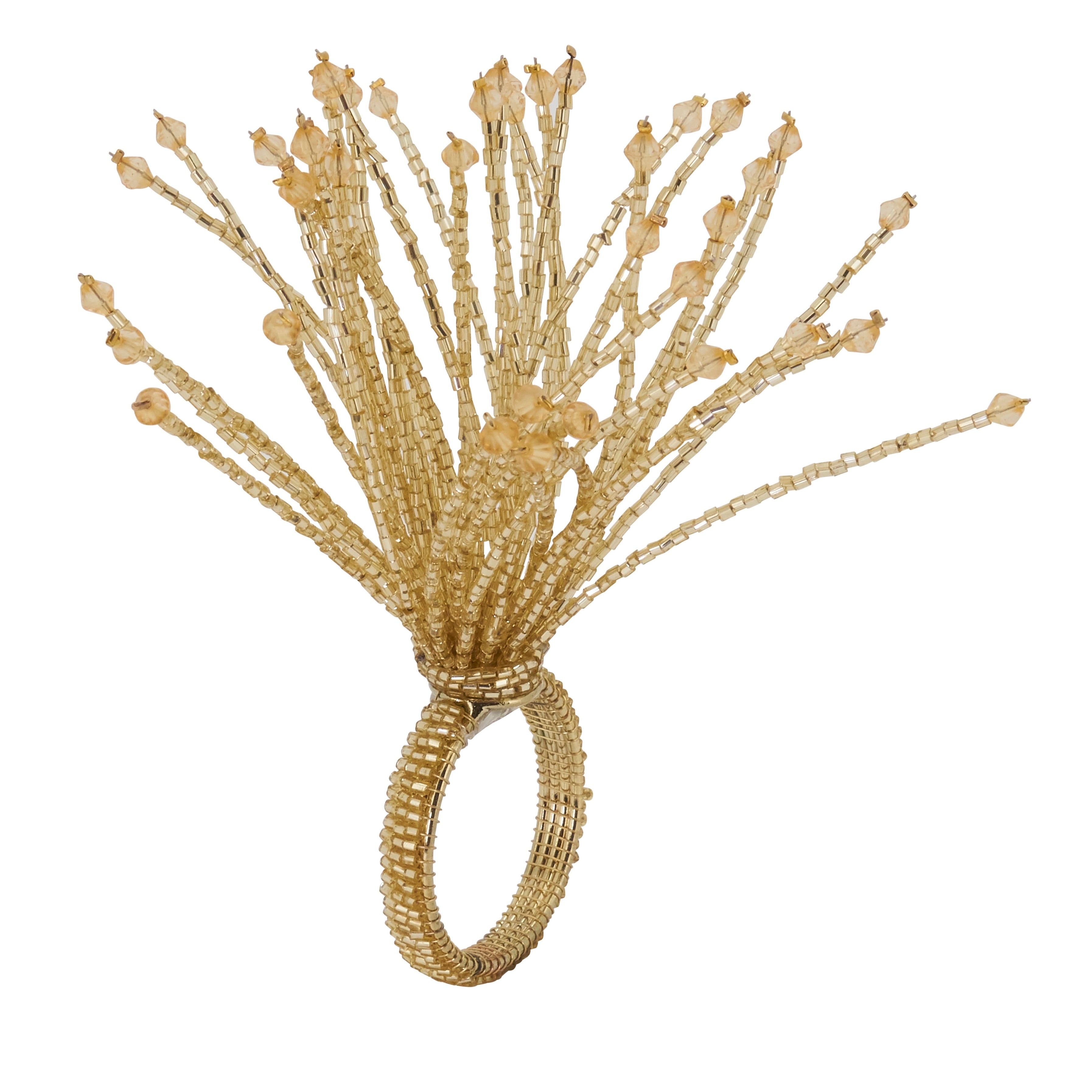 Napkin Rings With Beaded Burst Design Set Of 4