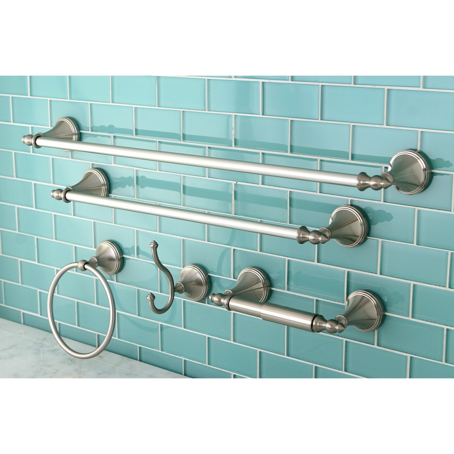 Naples 5 Piece Bathroom Accessory Set In Brushed Nickel