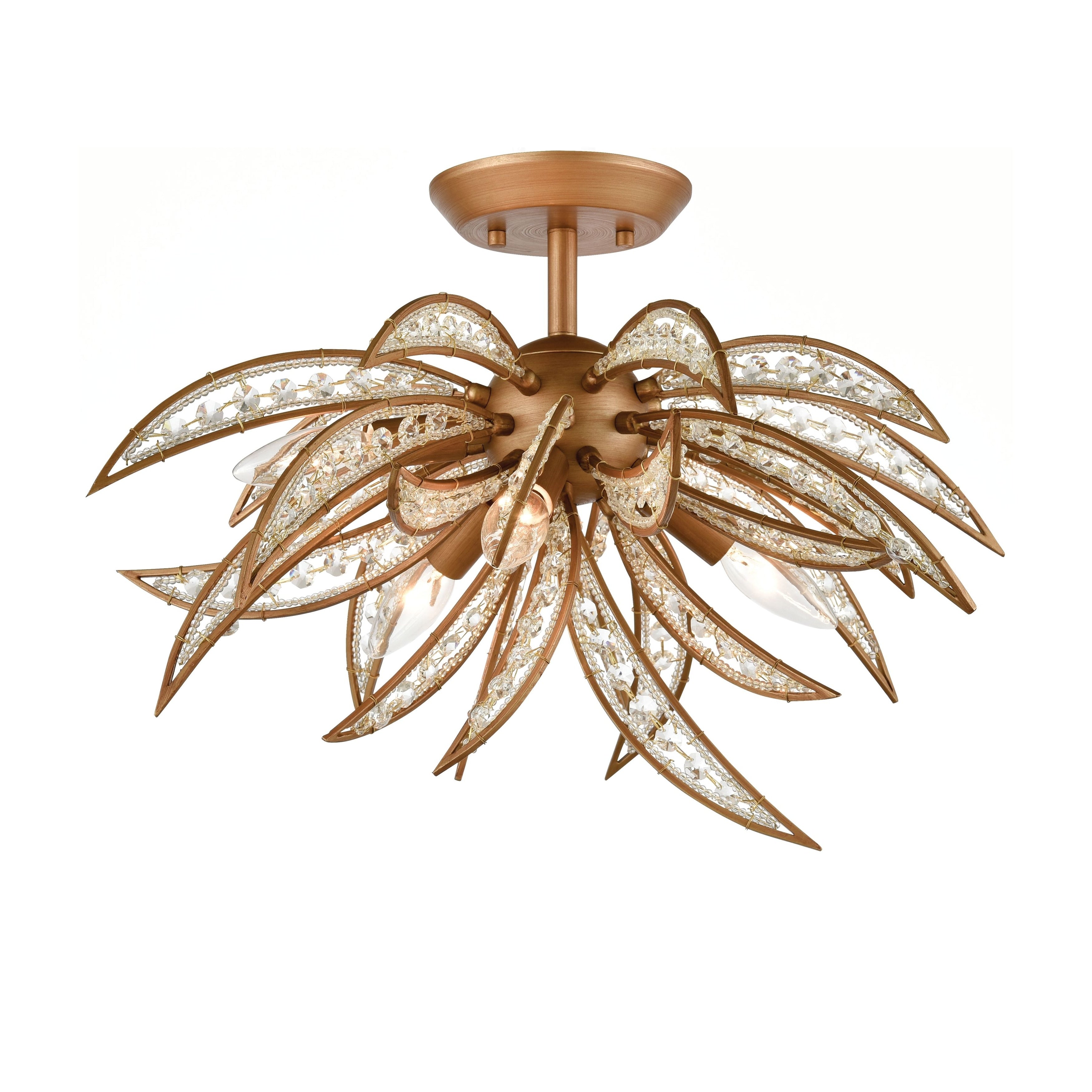 Naples Abstract Starburst Metal And Crystal Semi Flush Mount