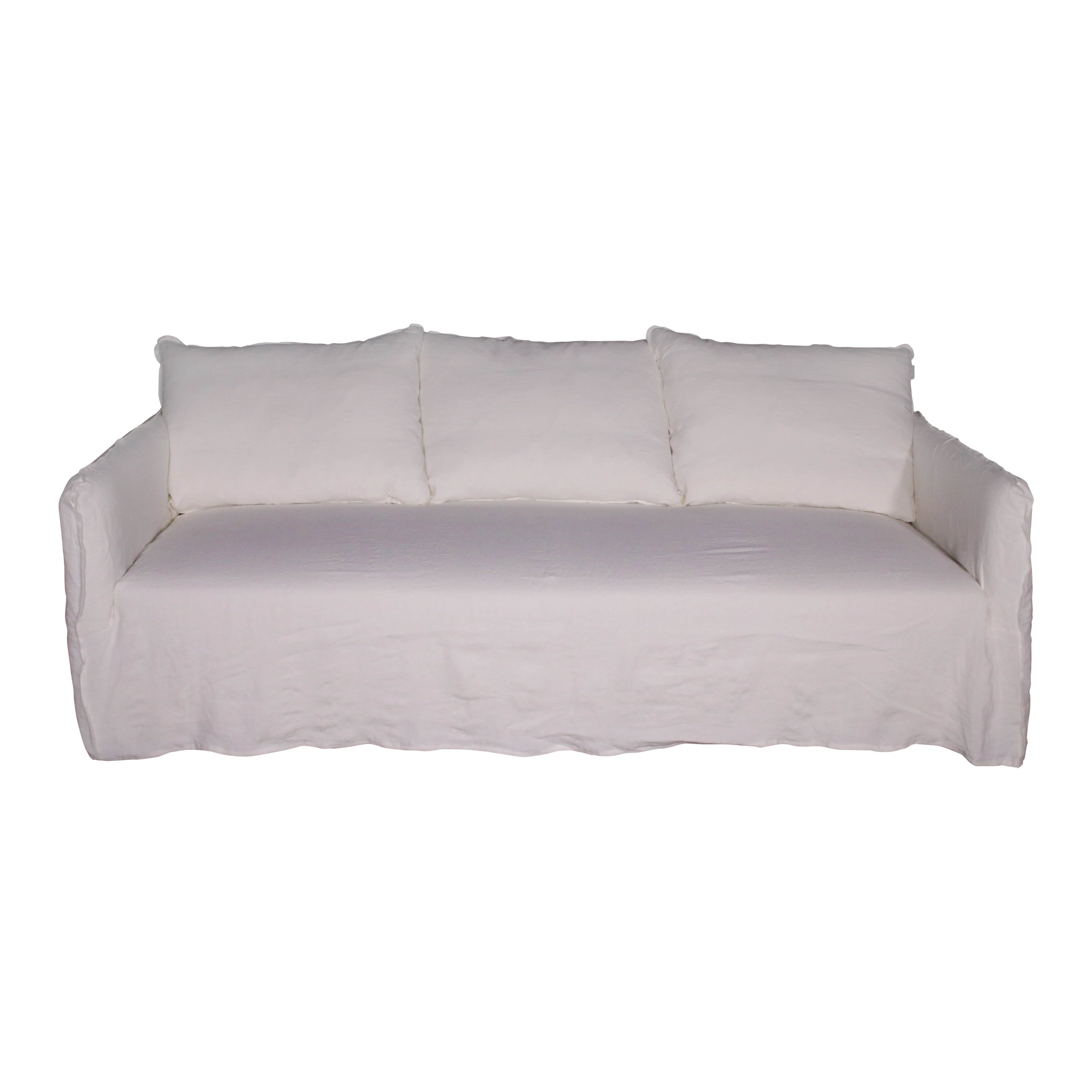 Naples Sofa W Linen Slipcove 90 Inch Long White Wash Finish