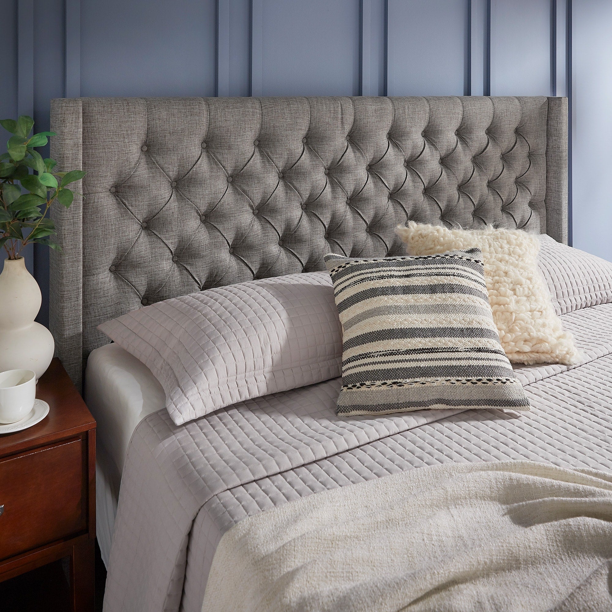 Naples Wingback Button Tufted Upholstered King Headboard By Inspire Q Artisan