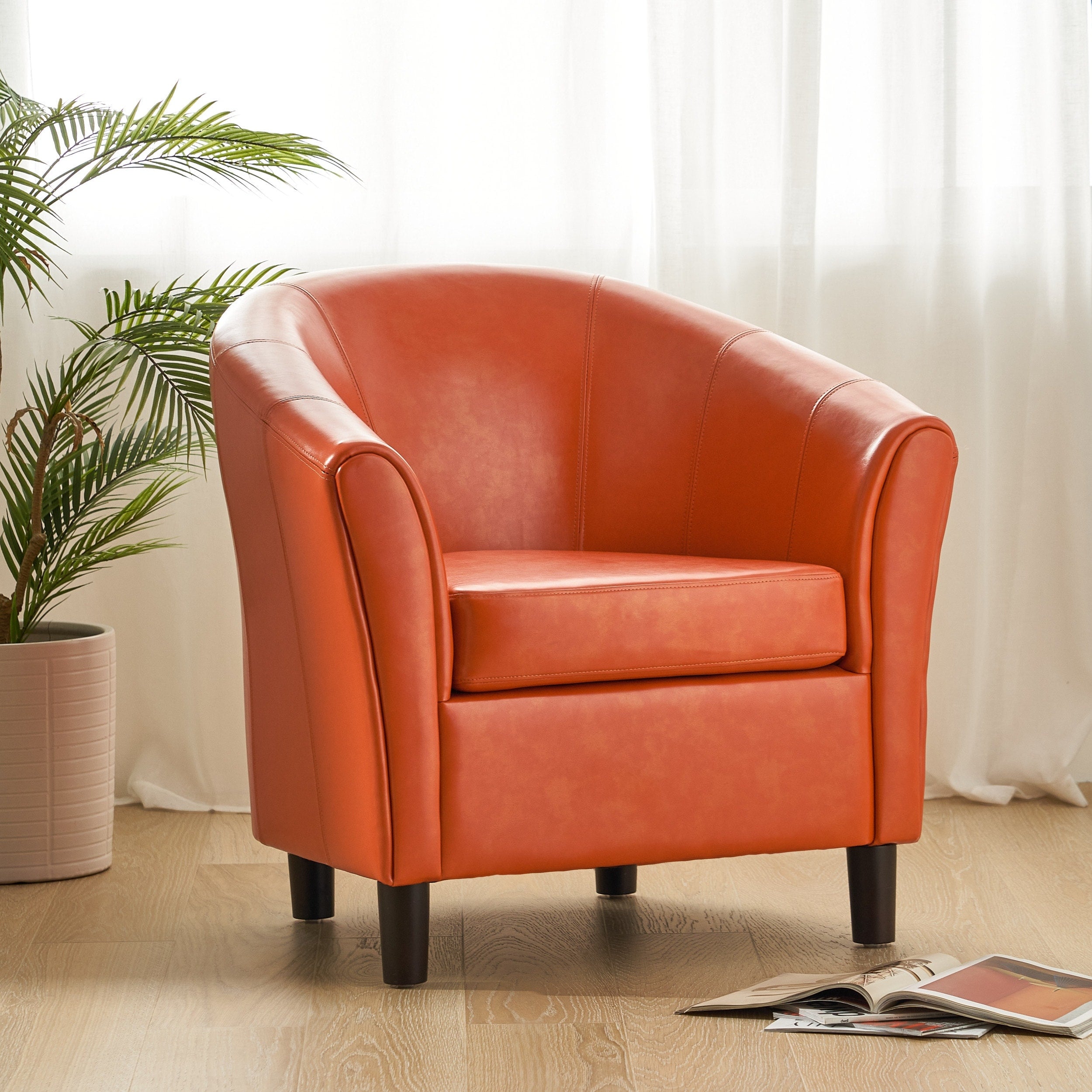 Napoli Orange Bonded Leather Club Chair By Christopher Knight Home