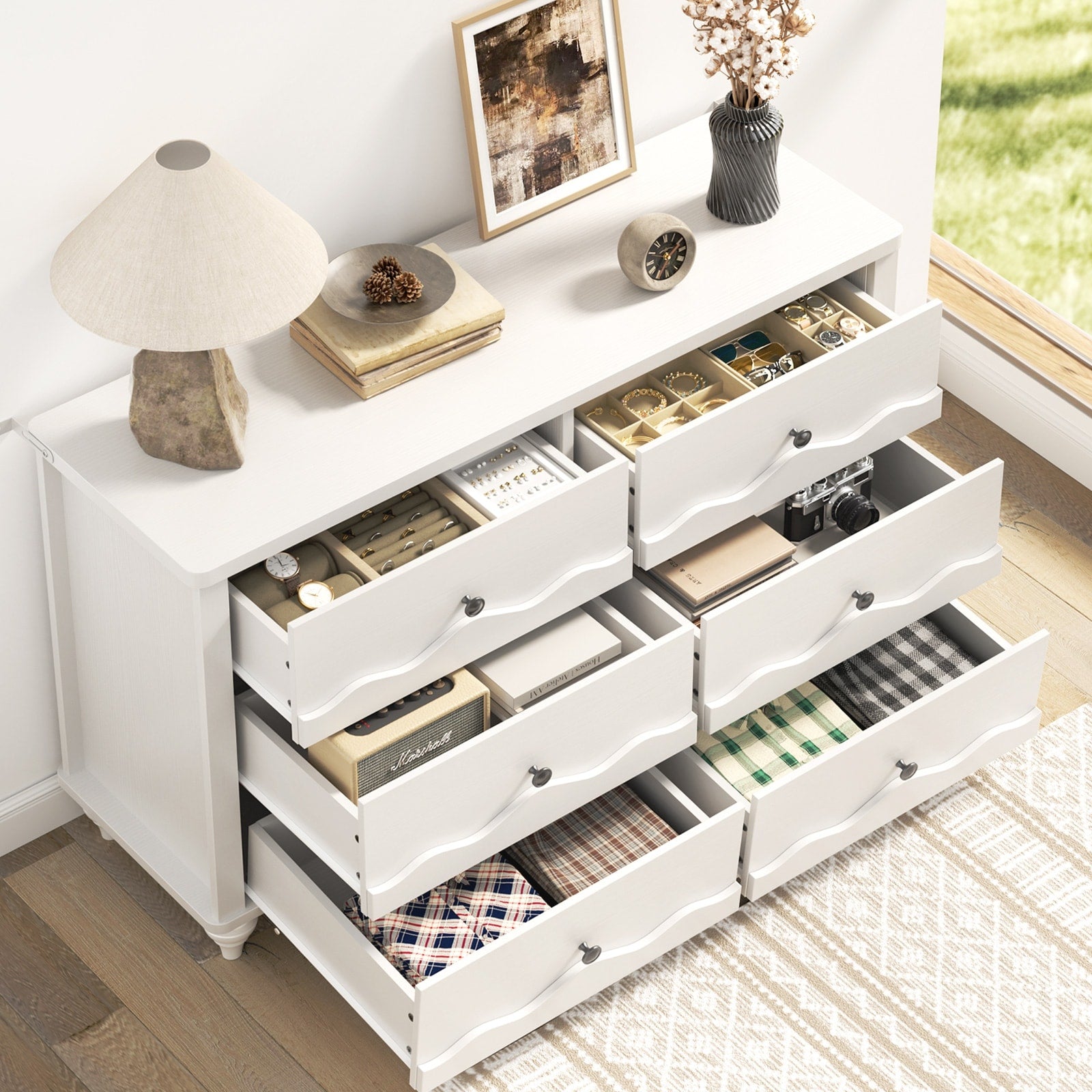 Modern 6 Drawer Dresser Closet Organizer 43 In Chest Of Drawers Tv Stand