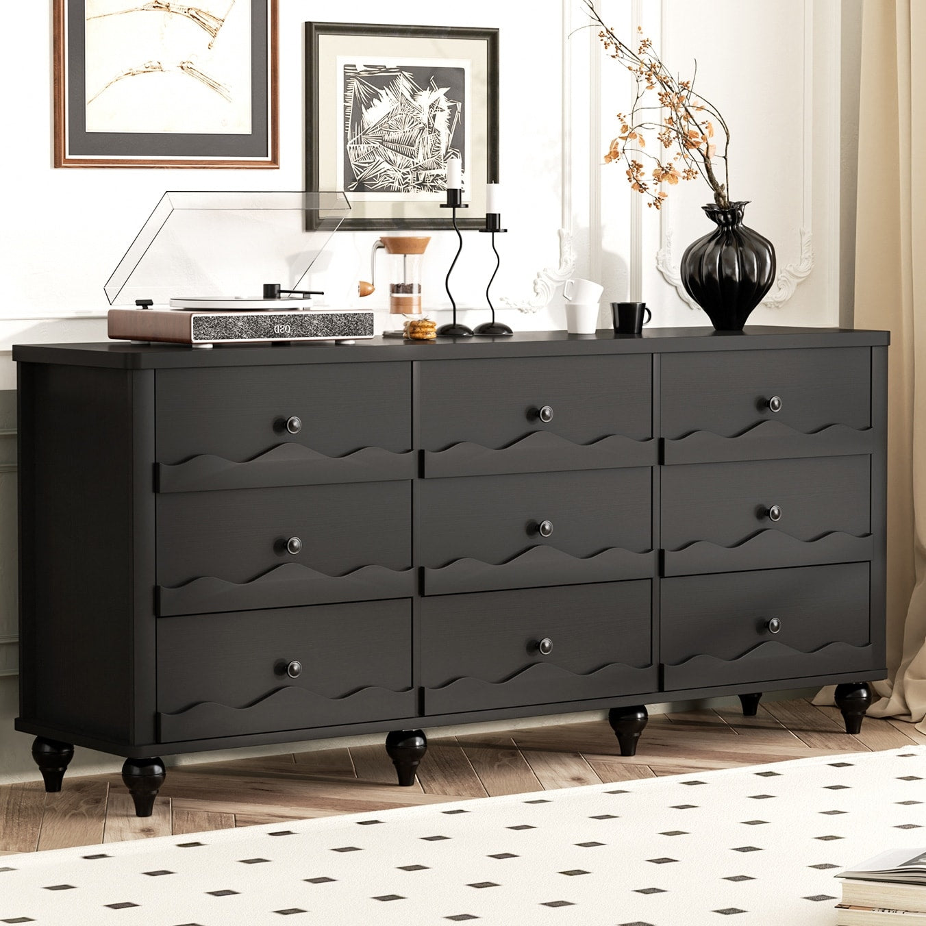 Modern 9 Drawer Dresser Closet Organizer 63 In Chest Of Drawers Tv Stand
