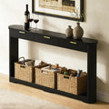 Narrow 70 Wavy Patterned Sofa Table With 3 Drawers For Slim Storage Behind A Sofa In Living Room Decor