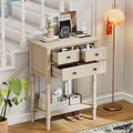 Narrow Console Table Slim Sofa Table With Three Storage Drawers And Bottom Shelf