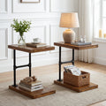 Narrow Solid Wood Nightstand C Shaped Bedside Table