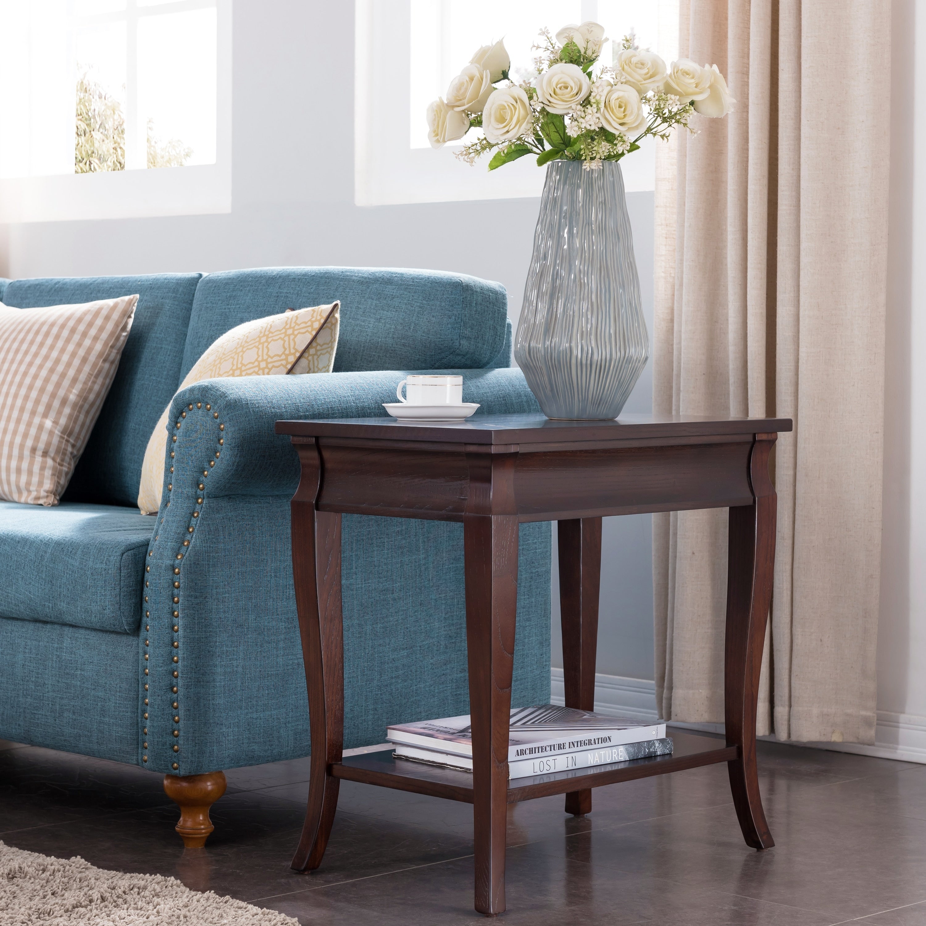 Narrow Wood Living Room Chairside Table