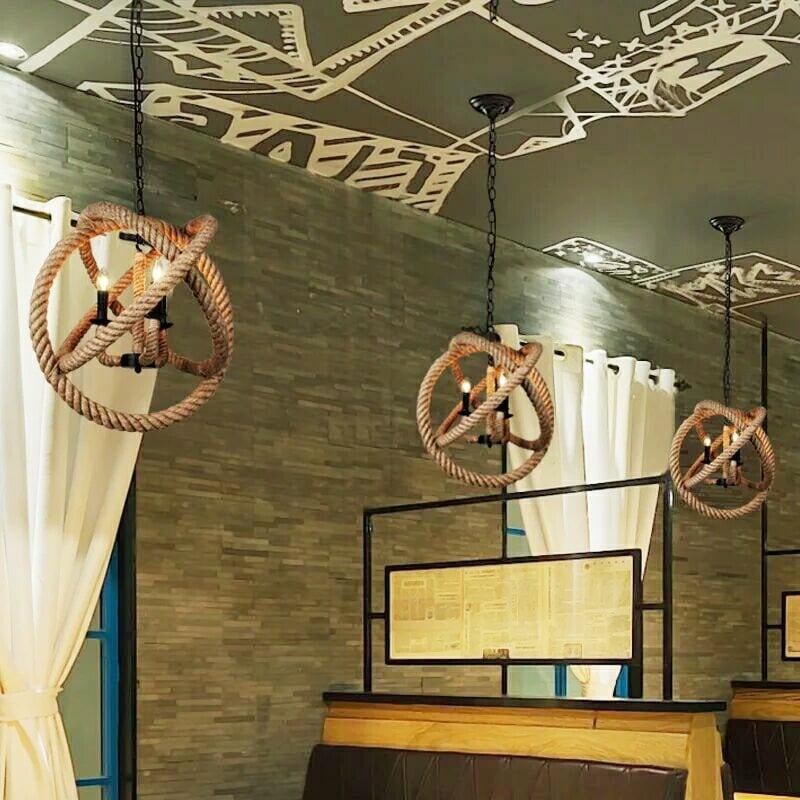 Natalia 3 Light Rope Enclosed Chandelier With Bulbs