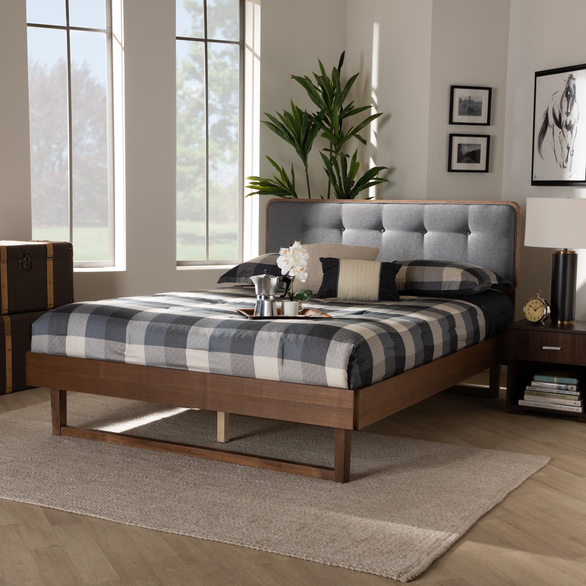 Natalia Mid Century Modern Platform Bed