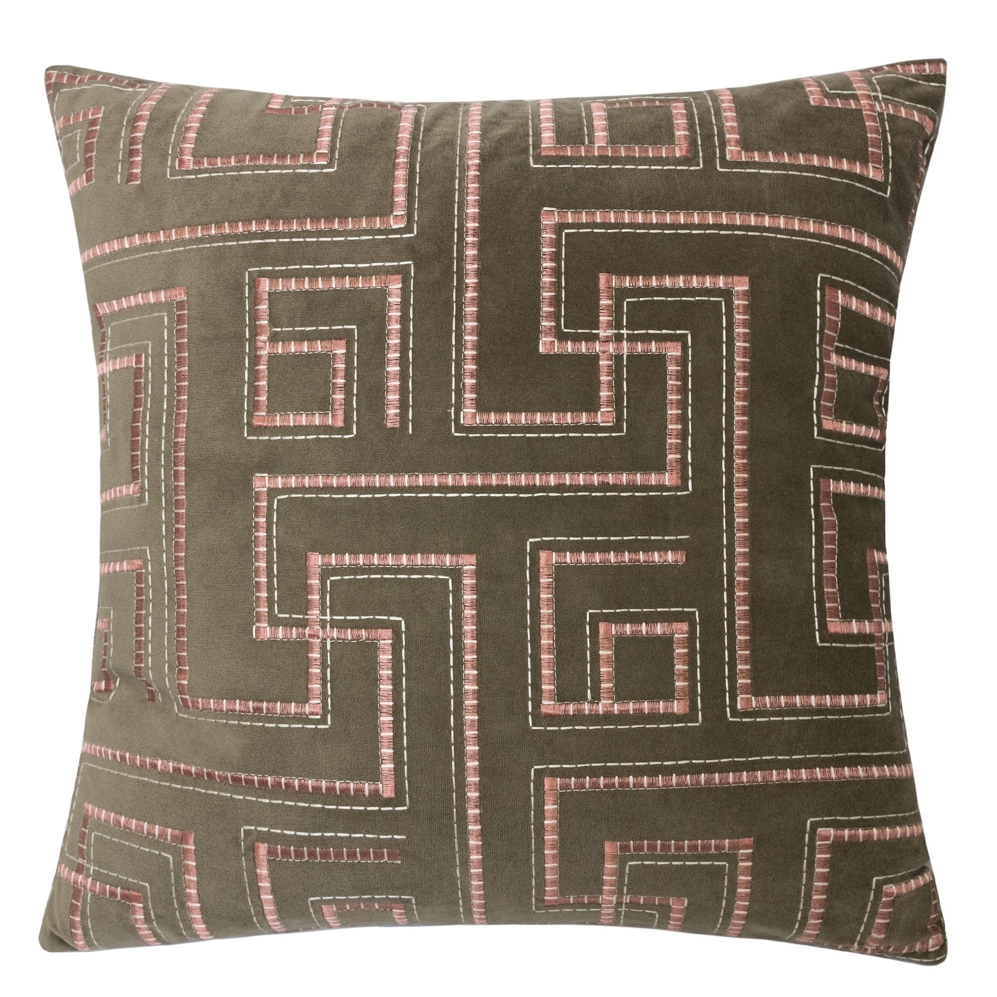 Natalie Embroidery Velvet 20 Square Decorative Throw Pillow