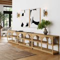 Nathan James Ford Modern Console Table Or Arched Storage Cabinet With Open Shelf Storage