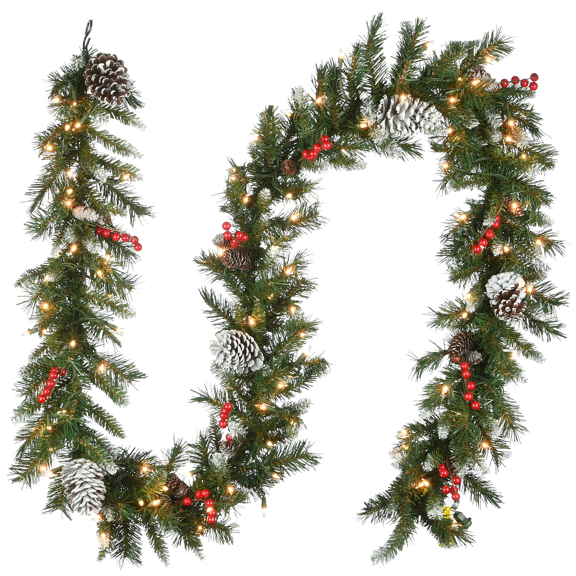 Frosted Berry Clear Lit 9 Foot Garland