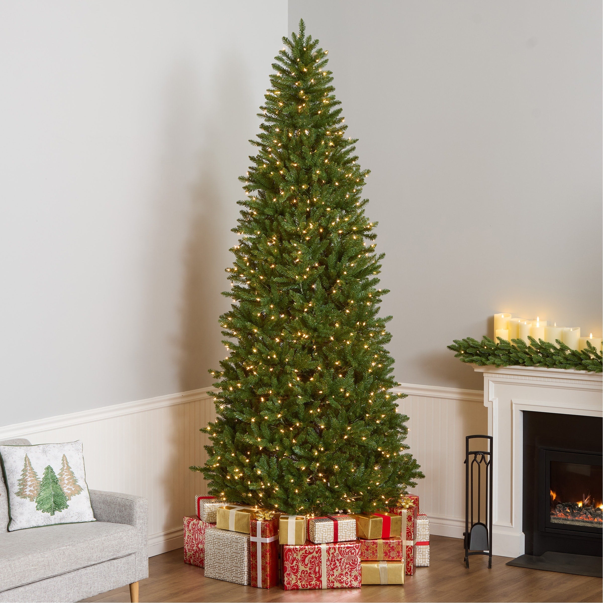 10 Ft. Natural Fraser Slim Fir Tree With Clear Lights