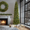 12 Ft. Carolina Pine Slim Tree With Clear Lights